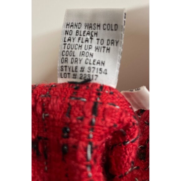 Sheri Martin Womens Size 12P Red Textured Blazer Black Collar & Button Front - Picture 8 of 8